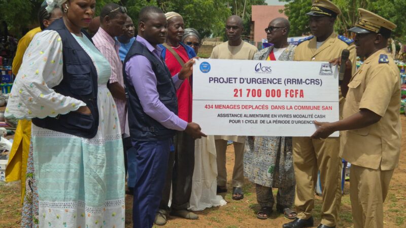 Mali-San : 434 ménages déplacés internes bénéficient de l’assistance d’urgence de CRS